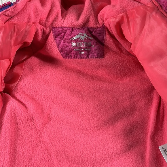 NWT Pacific Trail Hooded Puffer Winter Jacket Scarf Set Size 12 M Pink & Purple - Picture 5 of 13